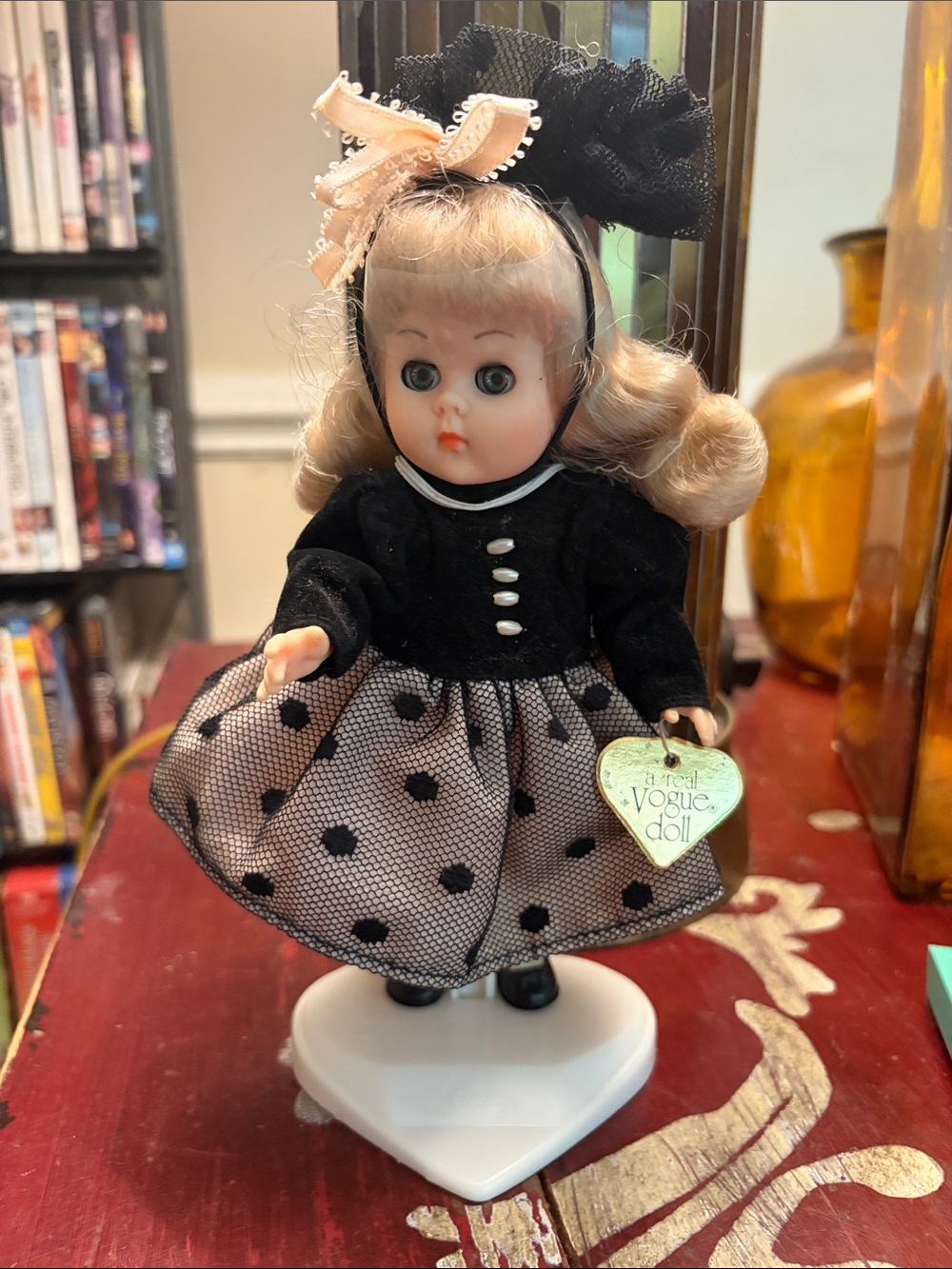 Vintage Vogue Ginny Doll Tea Time in Black Cream & Polka Dot Dress NWT 1986